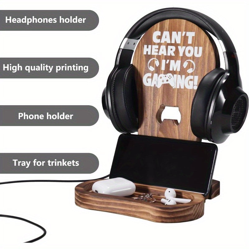 Wooden Headphone Stand for Gaming Headphones