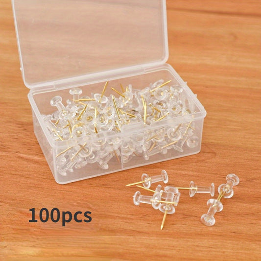Clear Plastic Head Push Pins 100pcs for Home Office and Craft Project