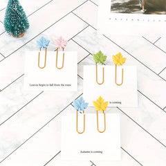 4pcs Maple Leaf Paper Clips Bag Shaping Pin Bookmark Clip