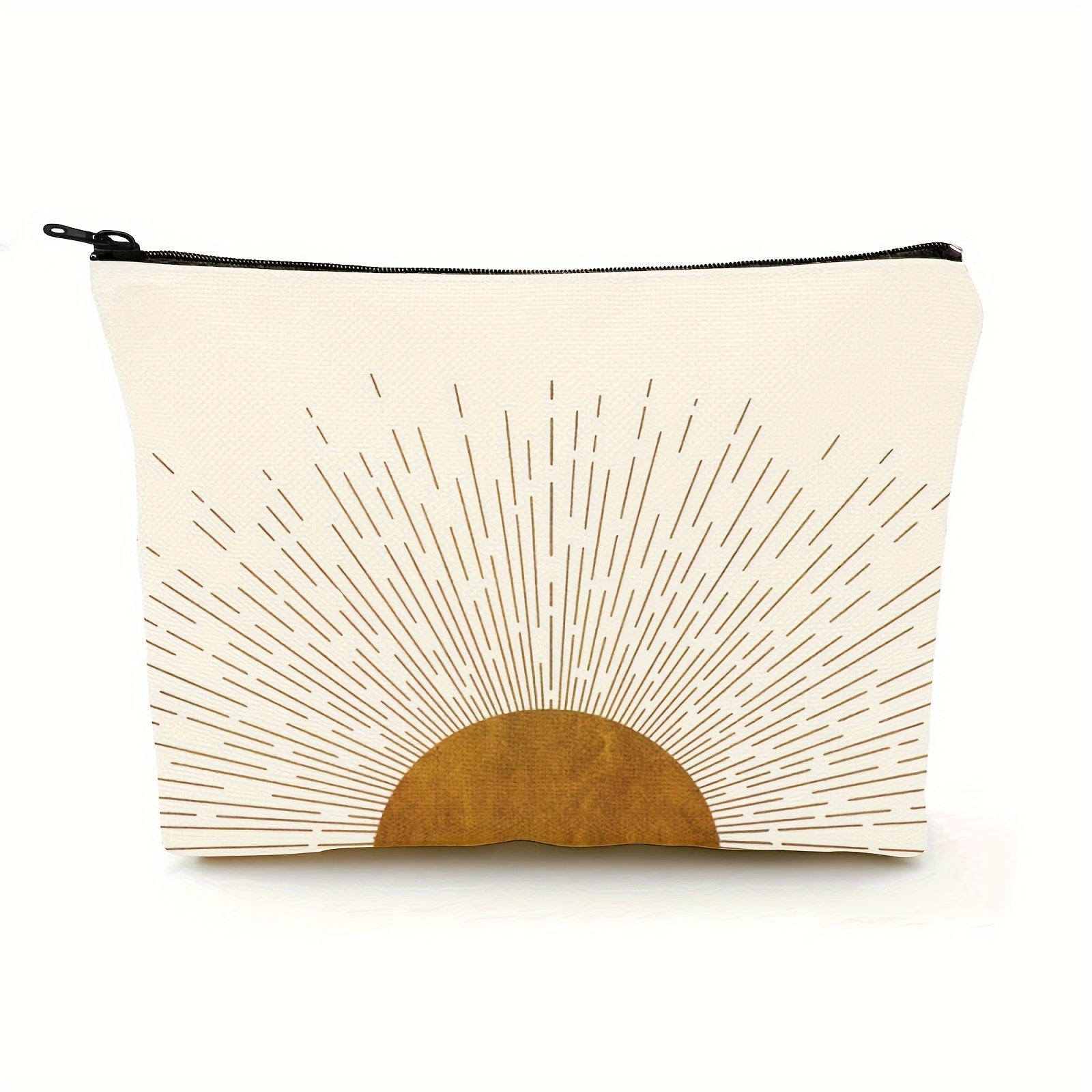 Sunshine Ray Makeup Bag Linen Zipper Pouch Travel Accessory