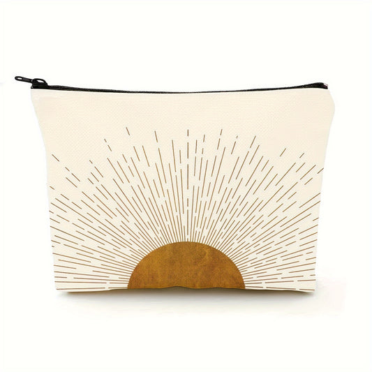 Sunshine Ray Makeup Bag Linen Zipper Pouch Travel Accessory