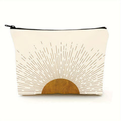 Sunshine Ray Makeup Bag Linen Zipper Pouch Travel Accessory