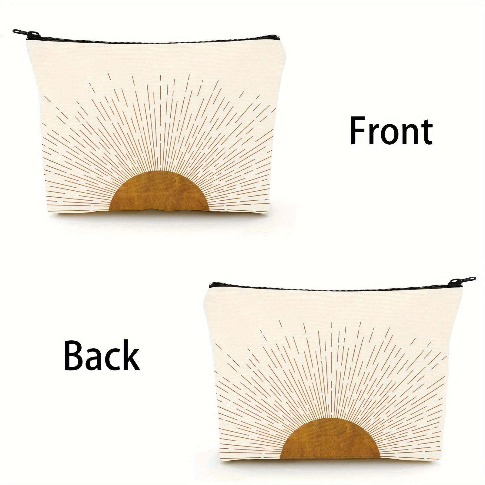 Sunshine Ray Makeup Bag Linen Zipper Pouch Travel Accessory
