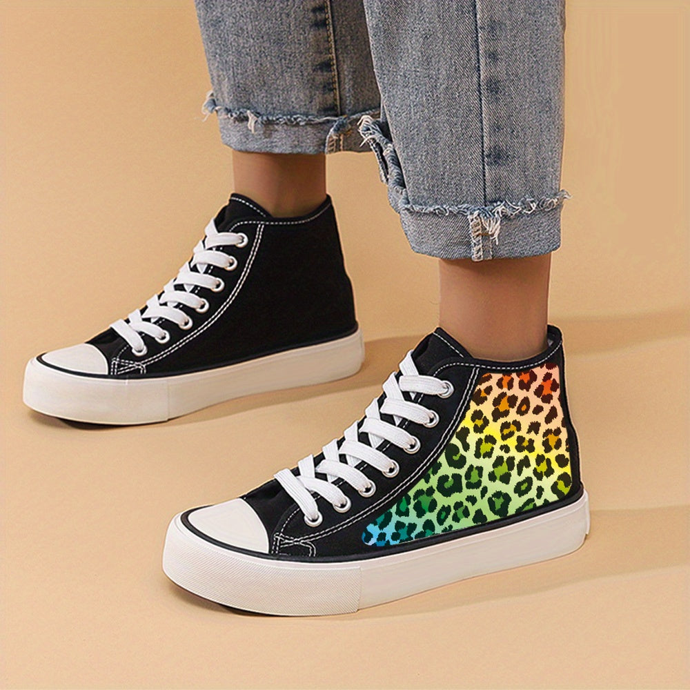Leopard Print Heighten Chunky Canvas Sneakers