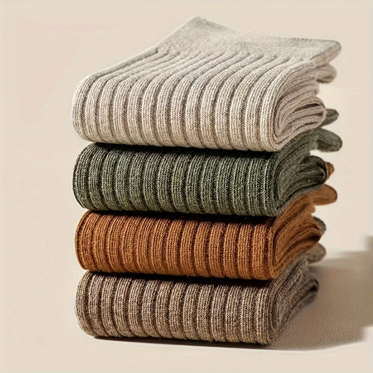 Men's Solid Crew Socks Breathable Comfy Casual Unisex Socks - 7 Pairs