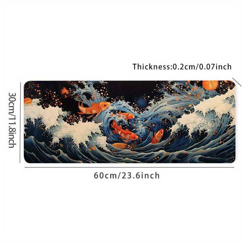 Great Wave Koi Fish Mouse Pad Large Desk Mat