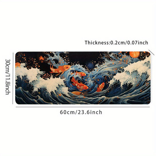 Great Wave Koi Fish Mouse Pad Large Desk Mat