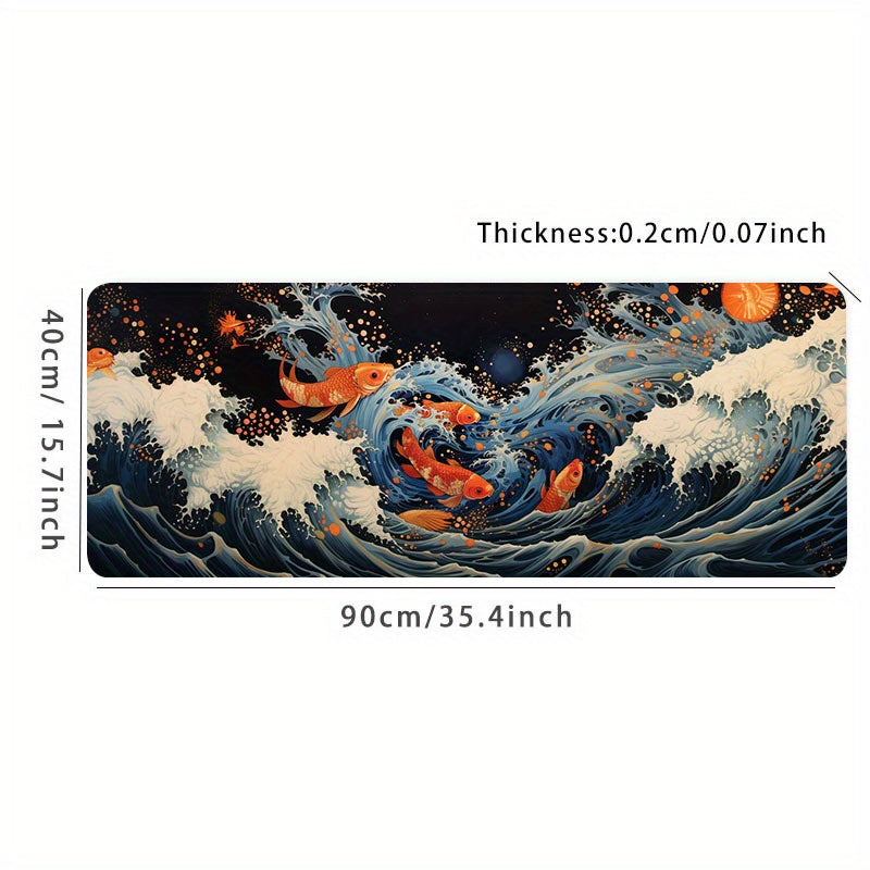 Great Wave Koi Fish Mouse Pad Large Desk Mat