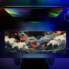 Great Wave Koi Fish Mouse Pad Large Desk Mat