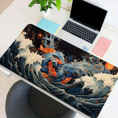 Great Wave Koi Fish Mouse Pad Large Desk Mat