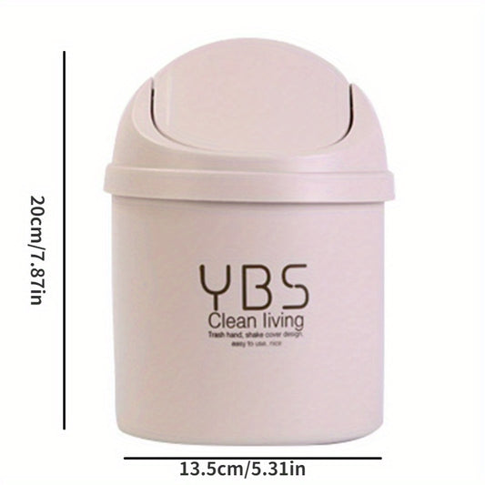 Mini Desktop Bin Small Trash Can Tube with Cover Bedroom Trash Garbage Can