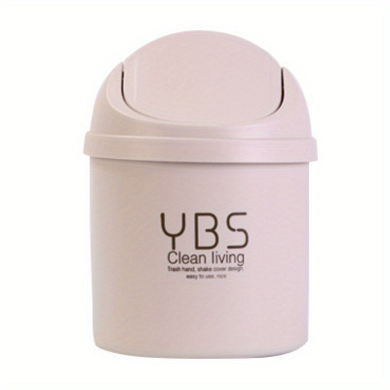 Mini Desktop Bin Small Trash Can Tube with Cover Bedroom Trash Garbage Can