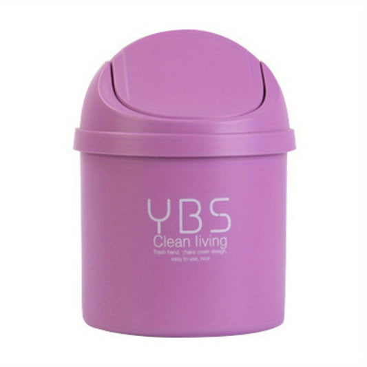 Mini Desktop Bin Small Trash Can Tube with Cover Bedroom Trash Garbage Can