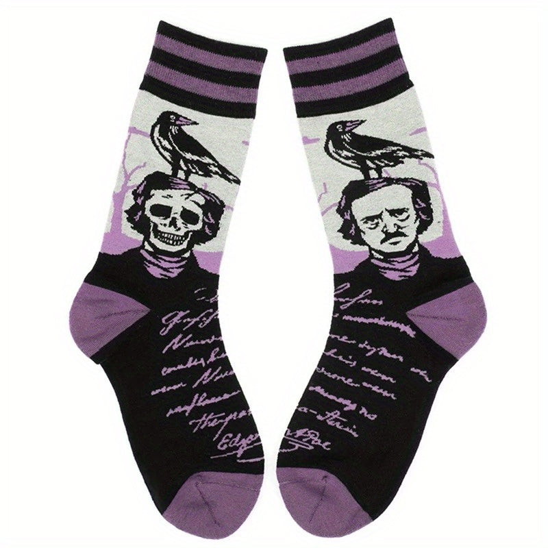 Men's Funny Cartoon Anime Crew Socks Comfy Cotton Blend Casual Unisex Socks