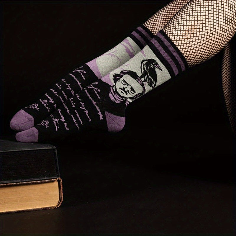 Men's Funny Cartoon Anime Crew Socks Comfy Cotton Blend Casual Unisex Socks