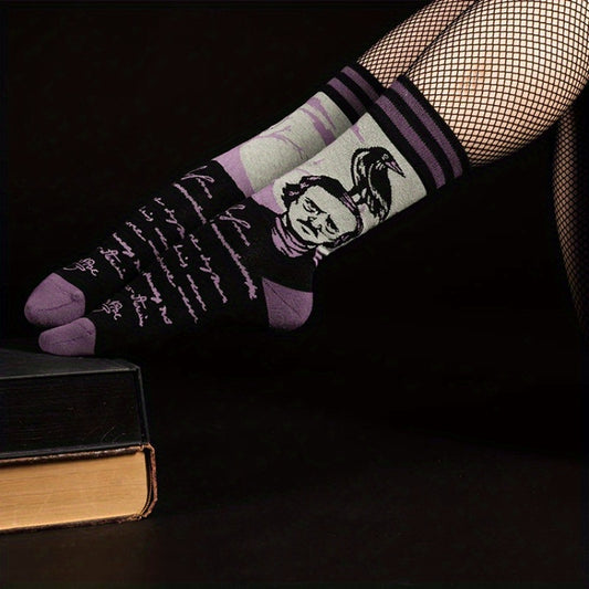 Men's Funny Cartoon Anime Crew Socks Comfy Cotton Blend Casual Unisex Socks