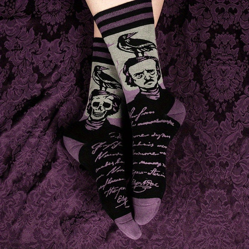 Men's Funny Cartoon Anime Crew Socks Comfy Cotton Blend Casual Unisex Socks