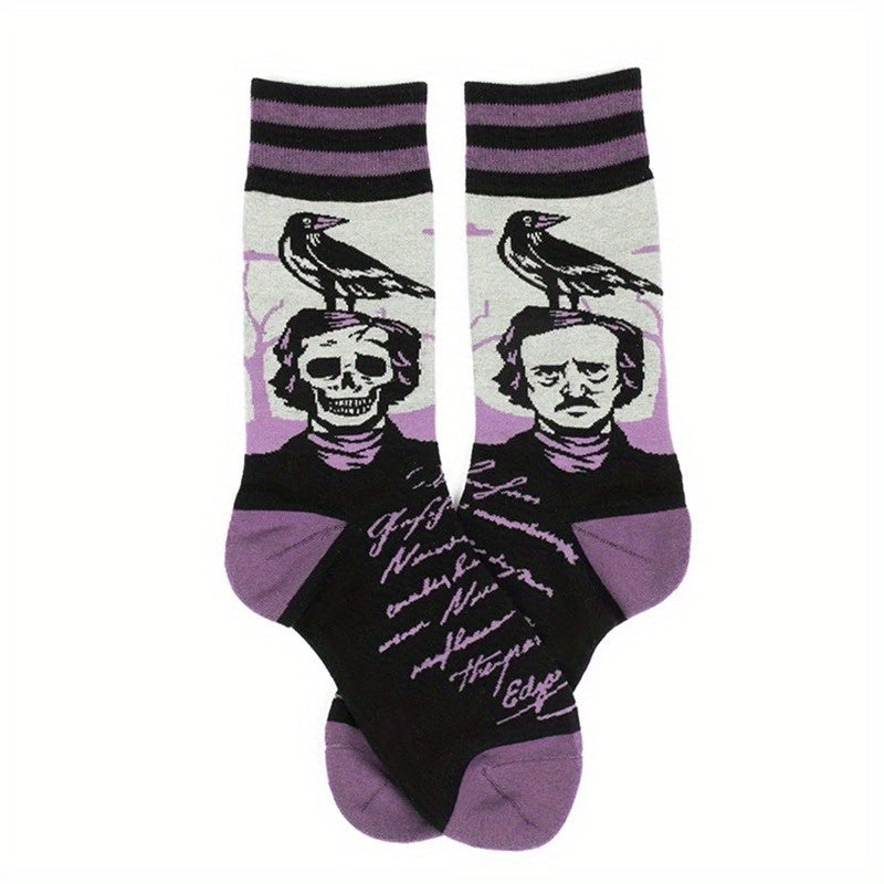 Men's Funny Cartoon Anime Crew Socks Comfy Cotton Blend Casual Unisex Socks