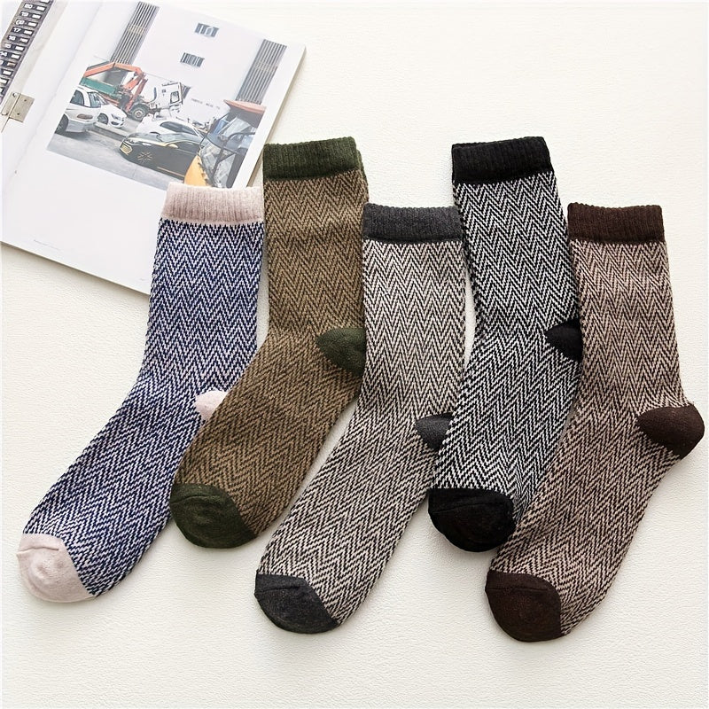 5 Pairs Men's Crew Socks Breathable Comfy Unisex Casual Socks
