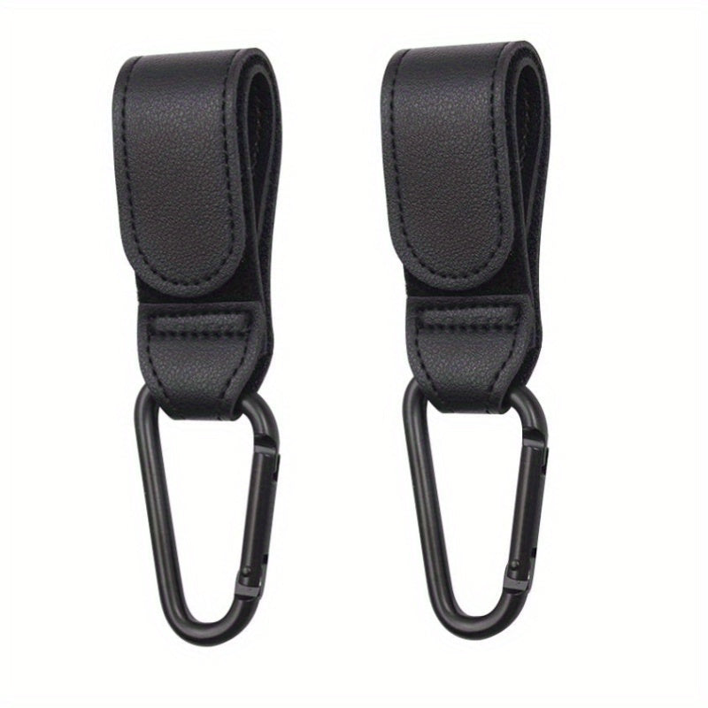 2pcs Stroller Hooks For Hanging Diaper Bags Faux Leather Pram Straps