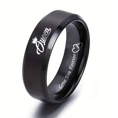 8mm King Queen Stainless Steel Couple Ring