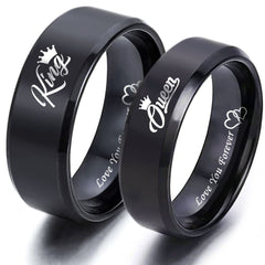 8mm King Queen Stainless Steel Couple Ring