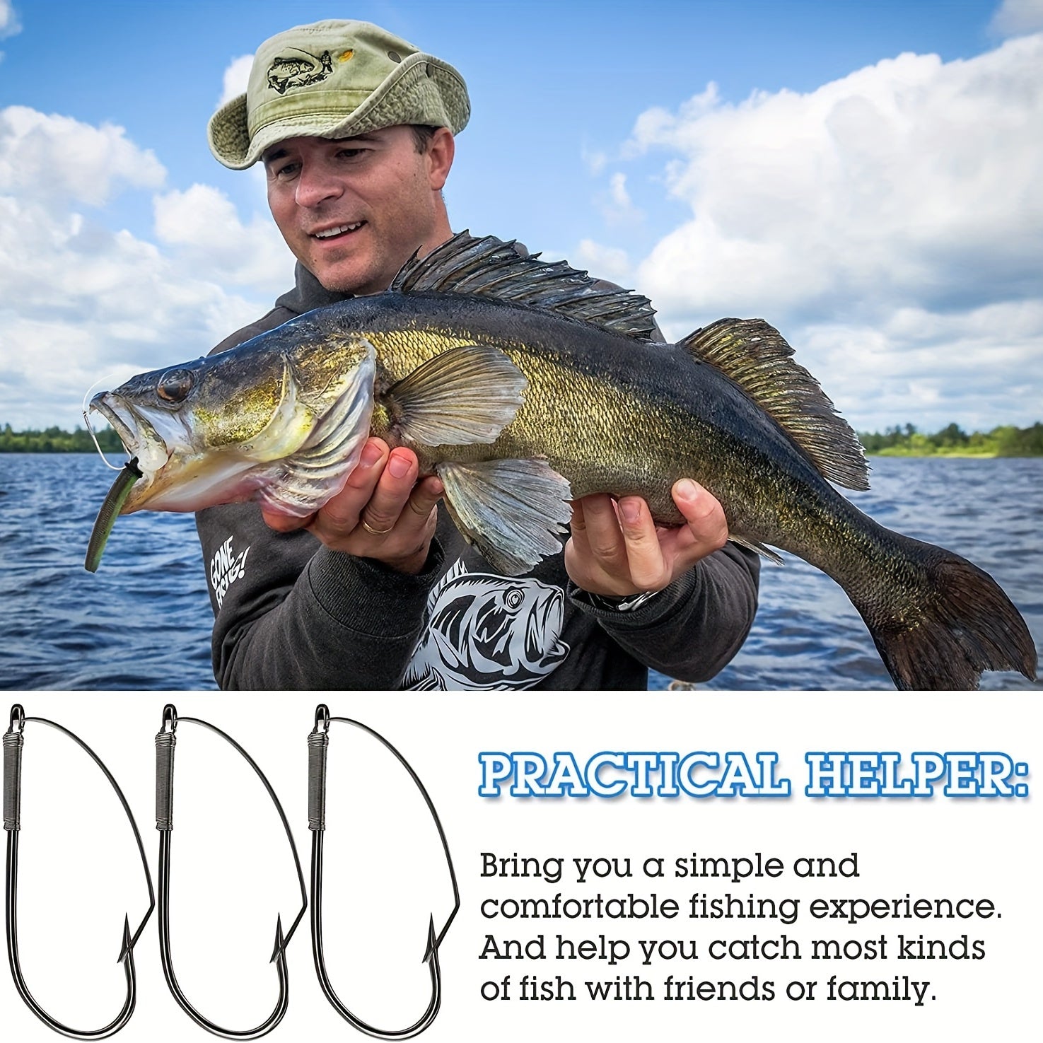 10pcs Weedless Fishing Hooks 1 0 Carbon Steel Single Hook Soft Worm Bait