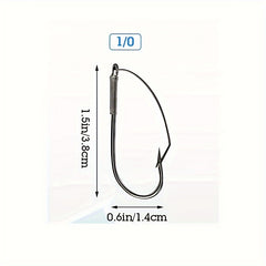 10pcs Weedless Fishing Hooks 1 0 Carbon Steel Single Hook Soft Worm Bait