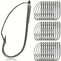 10pcs Weedless Fishing Hooks 1 0 Carbon Steel Single Hook Soft Worm Bait