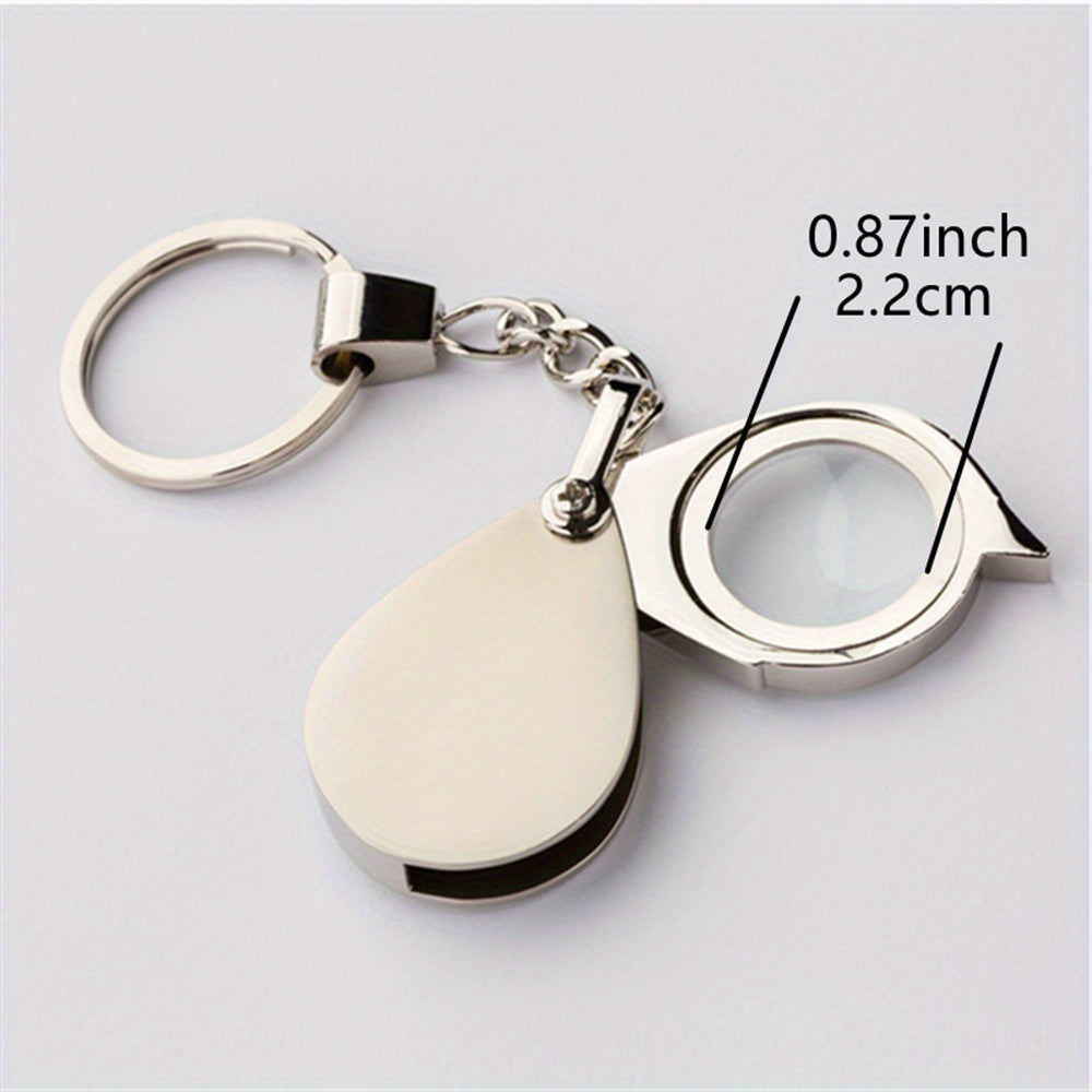 Metal Handle Folding Pocket Magnifying Glass Keychain