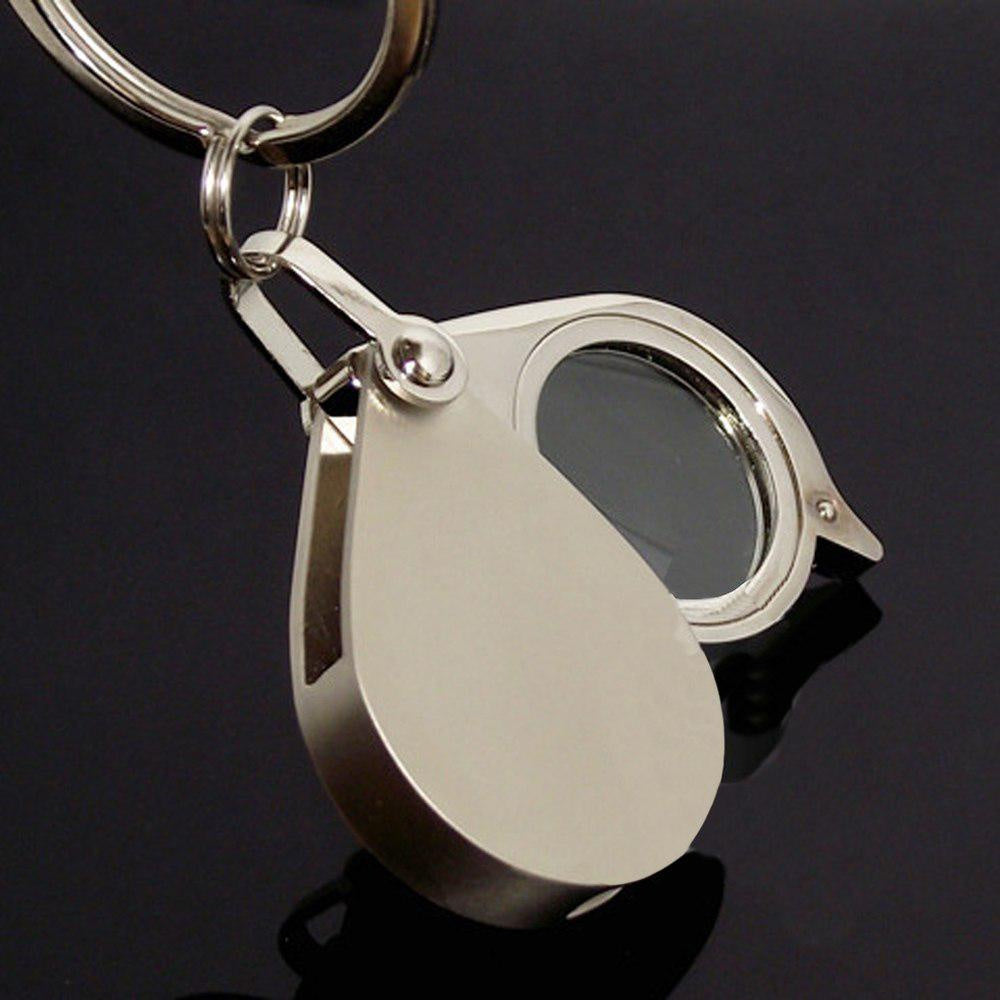 Metal Handle Folding Pocket Magnifying Glass Keychain