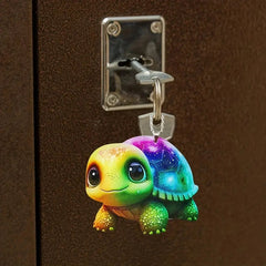 Colorful Starry Sky Turtle Acrylic 2D Pendant Keychain for Friends