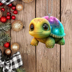 Colorful Starry Sky Turtle Acrylic 2D Pendant Keychain for Friends