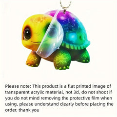 Colorful Starry Sky Turtle Acrylic 2D Pendant Keychain for Friends