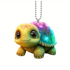 Colorful Starry Sky Turtle Acrylic 2D Pendant Keychain for Friends
