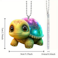 Colorful Starry Sky Turtle Acrylic 2D Pendant Keychain for Friends
