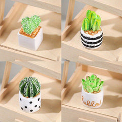 4pcs 1:12 Dollhouse Succulent Potted Plant Micro Landscape Model