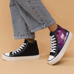 Anime Girl Print Chunky Canvas Sneakers High Top Skate Shoes
