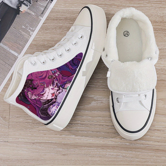 Anime Girl Plush Lined Thermal Sneakers Flat Heighten Fall W