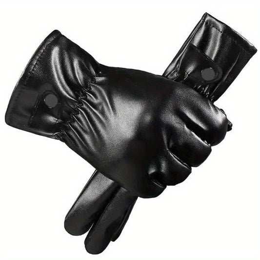 Warm Touch Screen Leather Gloves for Motorcycle Riding