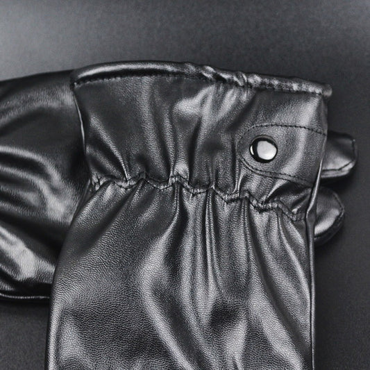 Warm Touch Screen Leather Gloves for Motorcycle Riding