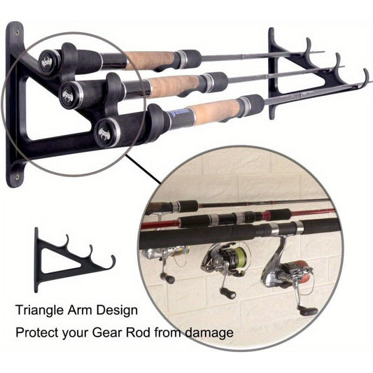 Waterproof Fishing Rod Holder Wall Hanger Rack - Holds 3 Rods