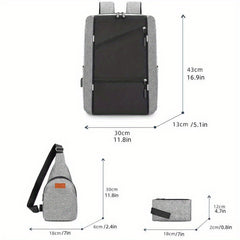 3PC Computer Backpack Business Student Stylish Bag