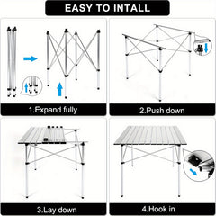 Folding Table For Camping Picnic Beach Lightweight Table With Carry Bag