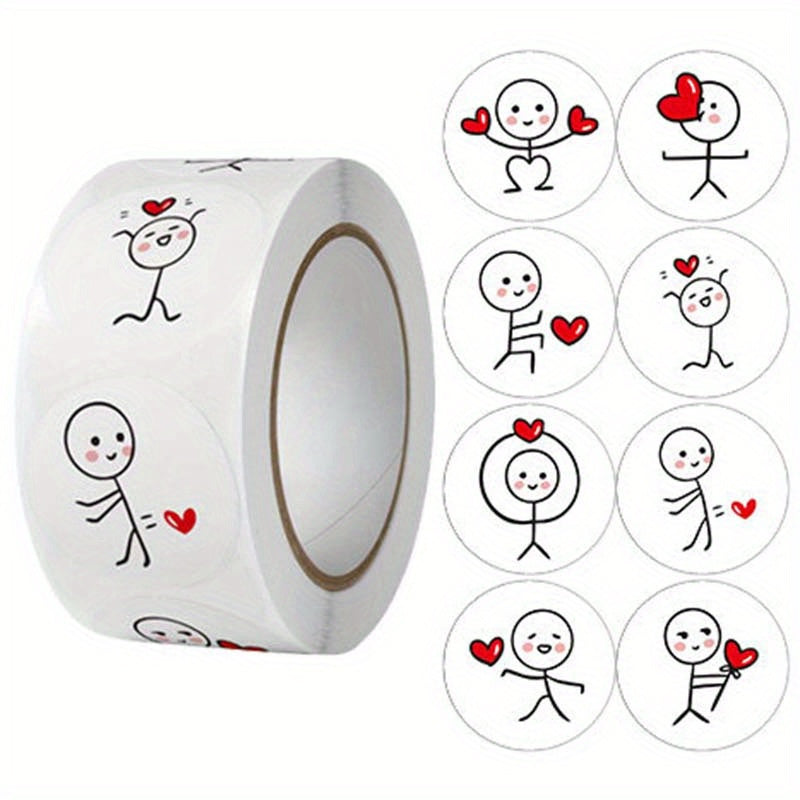 500pcs Cartoon Match Man DIY Scrapbooking Stickers Roll