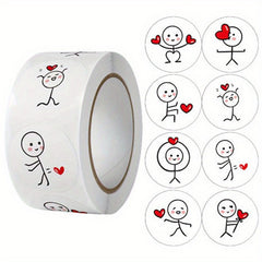 500pcs Cartoon Match Man DIY Scrapbooking Stickers Roll