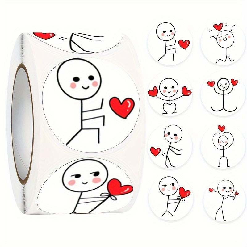 500pcs Cartoon Match Man DIY Scrapbooking Stickers Roll