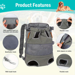 Legs Out Dog Carrier Backpack Front Facing for Small Medium Large Dogs