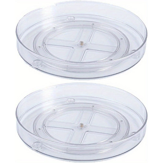 2pcs Rotating Shelf Storage Box Single Layer Turntable Rotating Storage Box