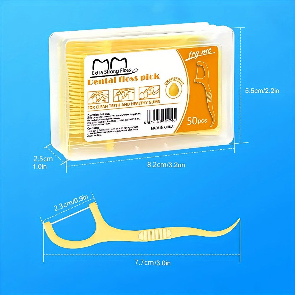 50pcs Disposable Floss Fruit Flavor Sticks Box Individually Packaged